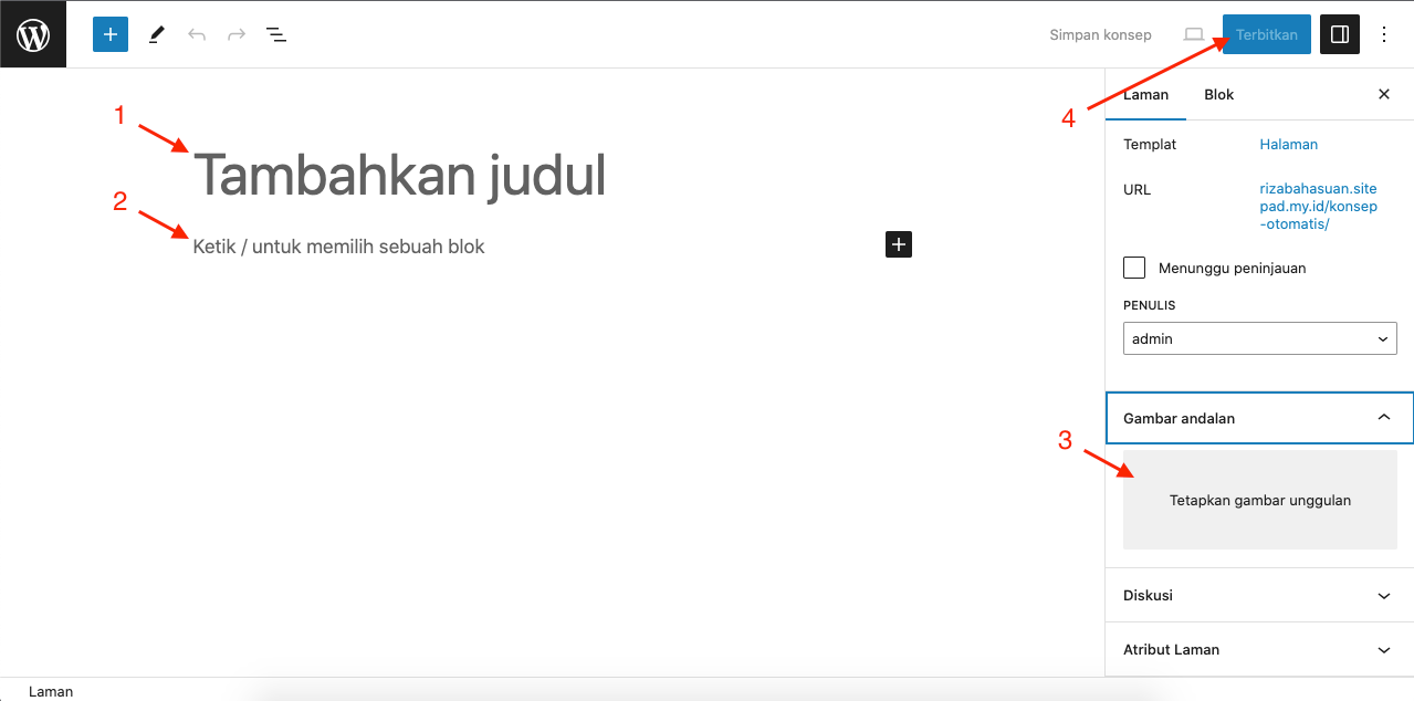 tampilan editor post wordpress
